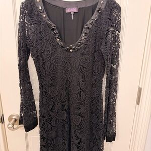 Hale Bob Black Lace Long Sleeve Dress